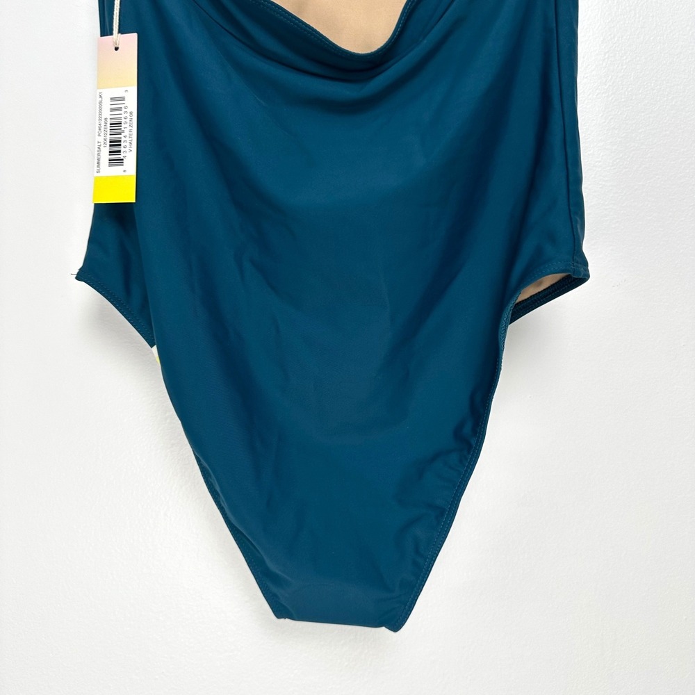 NWT Summersalt V Halter Zen One Piece Swimsuit Teal Blue Open Back Size 8 - Picture 8 of 11